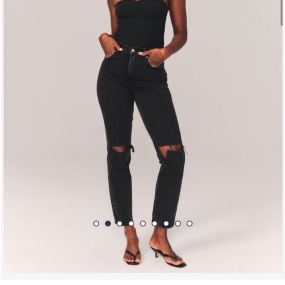 Abercrombie & Fitch Curve Love Ultra High Rise Ankle Straight Jeans - Picture 2 of 10